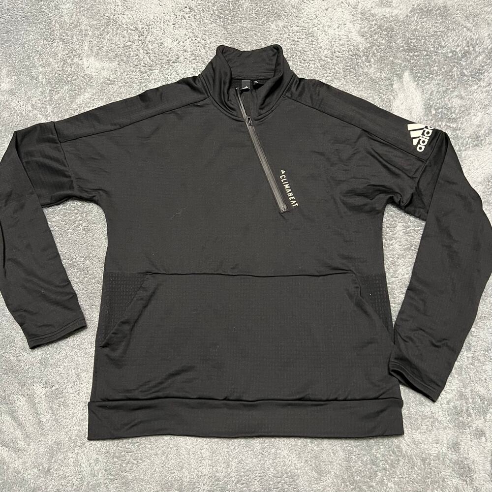 Adidas Jacket Mens Large Climaheat 1/4 Zip Pullover Jacket Black M ID